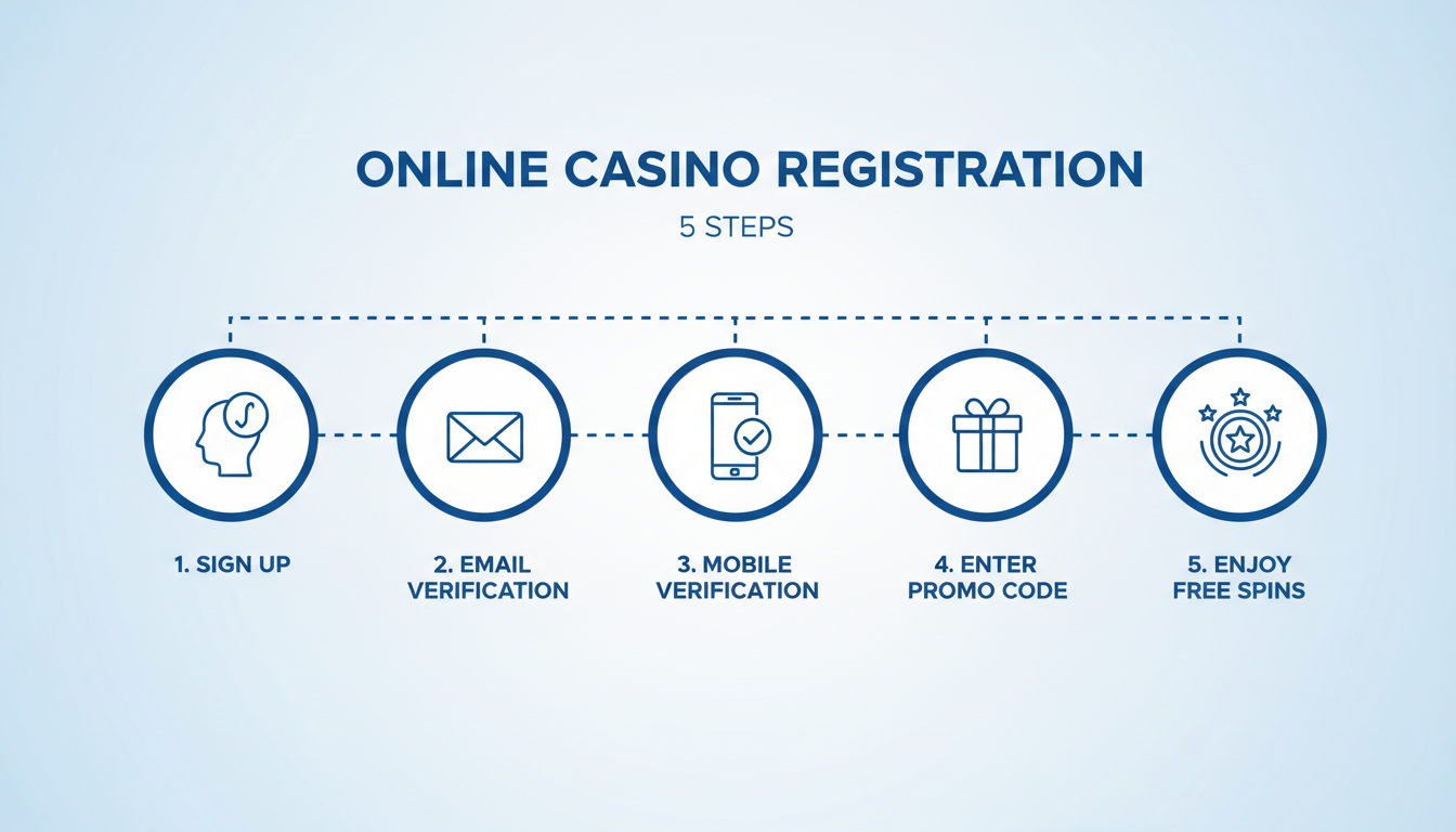 Infografika przedstawiająca proces rejestracji w kasynie online krok po kroku