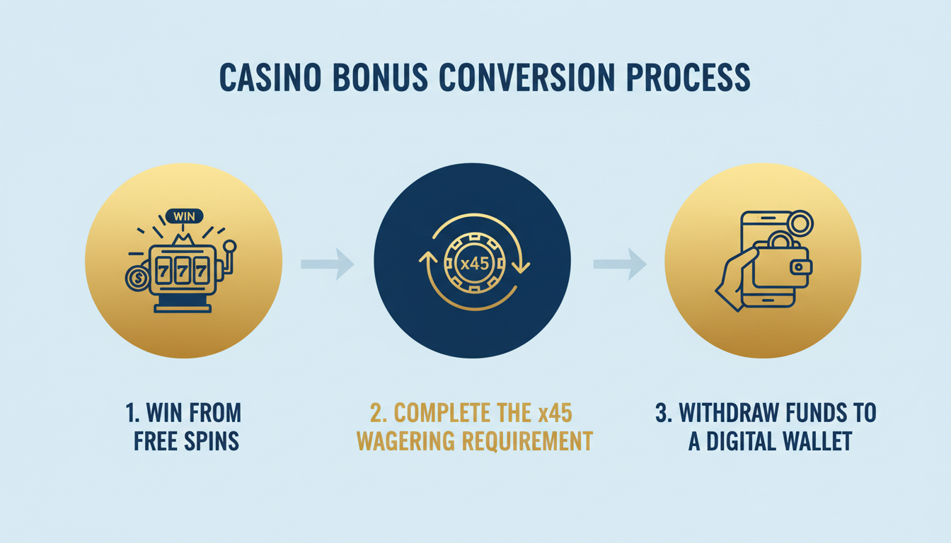 Infografika przedstawiająca proces obrotu bonusem kasynowym