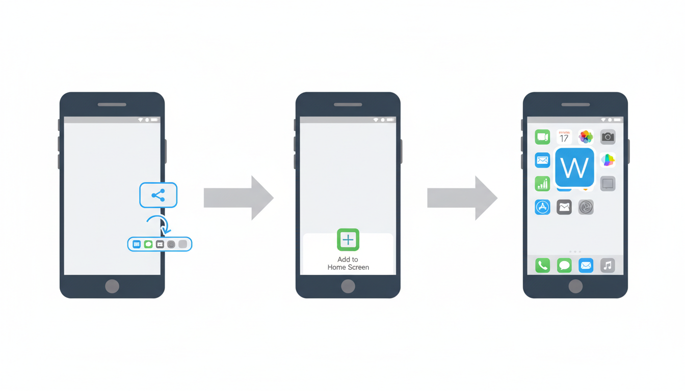 Infografika przedstawiająca kroki instalacji skrótu mobilnego kasyna na ekranie telefonu